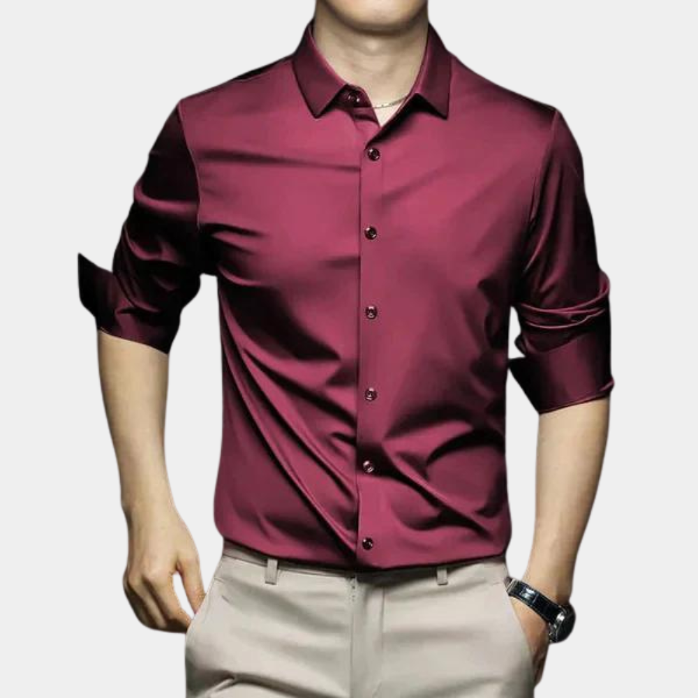 Wrinkle-free Timeless Men's Shirt - Mason-Red-S-Nora Luxe