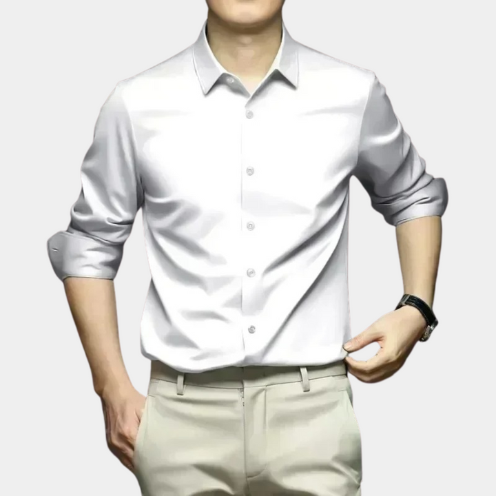 Wrinkle-free Timeless Men's Shirt - Mason-White-S-Nora Luxe