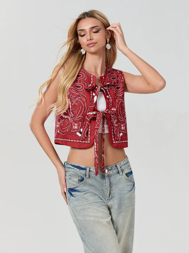 Y2K Red Bandana Wrap Top Trendy Cropped Streetwear Top - Liora-S-Nora Luxe