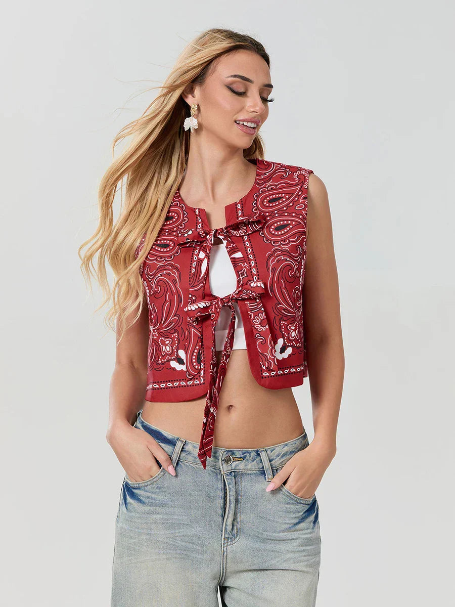 Y2K Red Bandana Wrap Top Trendy Cropped Streetwear Top - Liora-S-Nora Luxe
