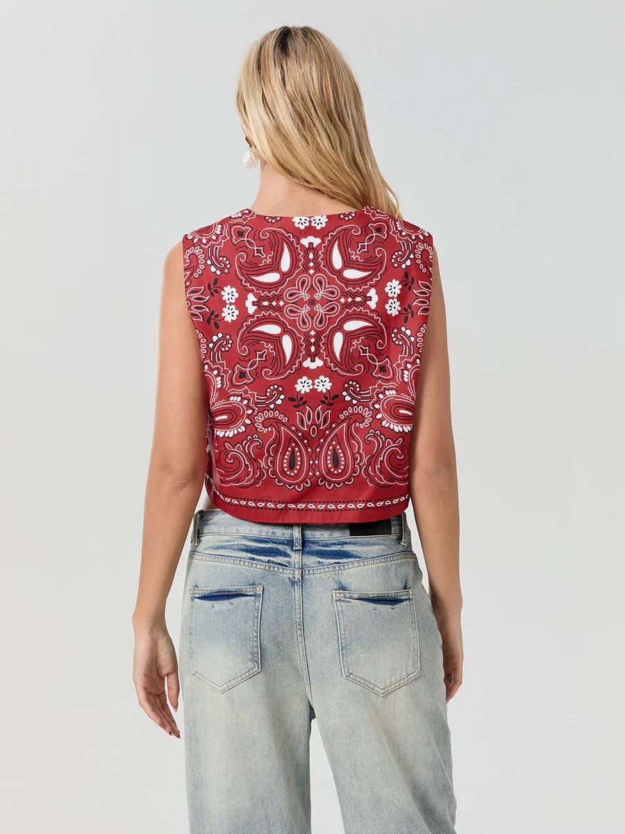 Y2K Red Bandana Wrap Top Trendy Cropped Streetwear Top - Liora-S-Nora Luxe