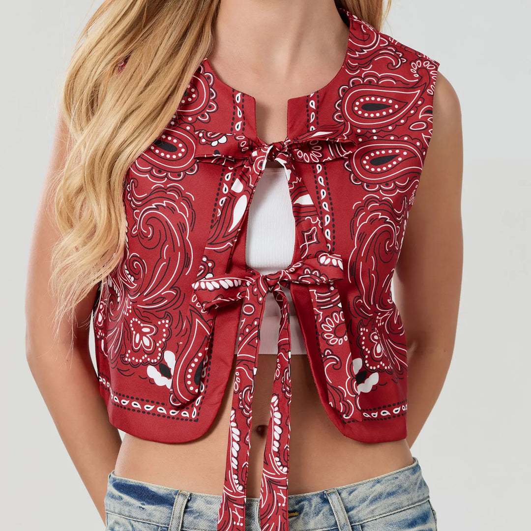 Y2K Red Bandana Wrap Top Trendy Cropped Streetwear Top - Liora-S-Nora Luxe