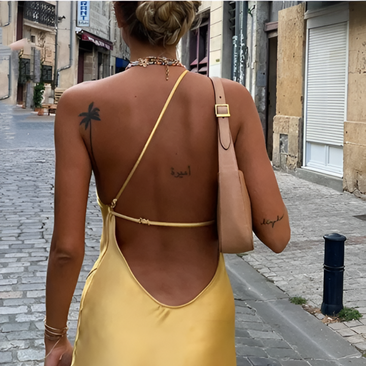 Yellow Summer Dress with Open Back – Noëlle-S-State of Style