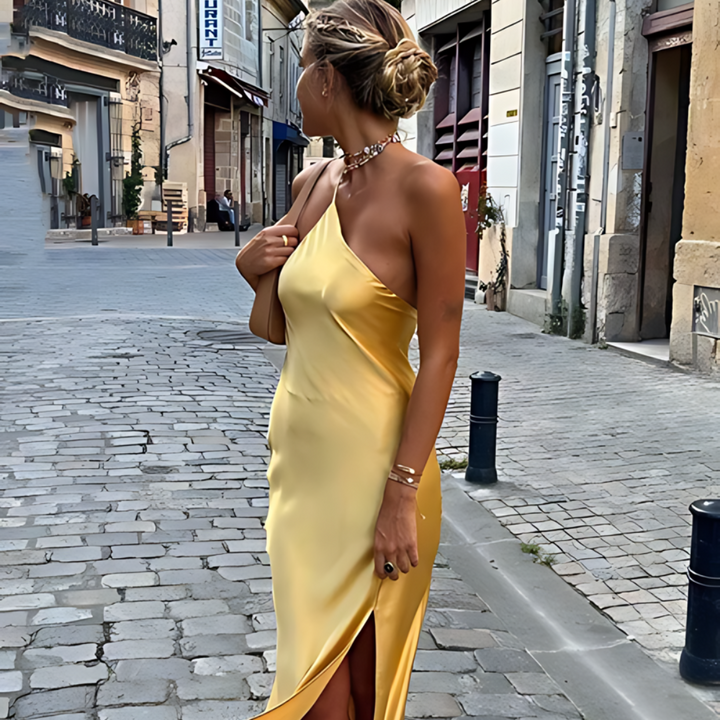 Yellow Summer Dress with Open Back – Noëlle-S-State of Style