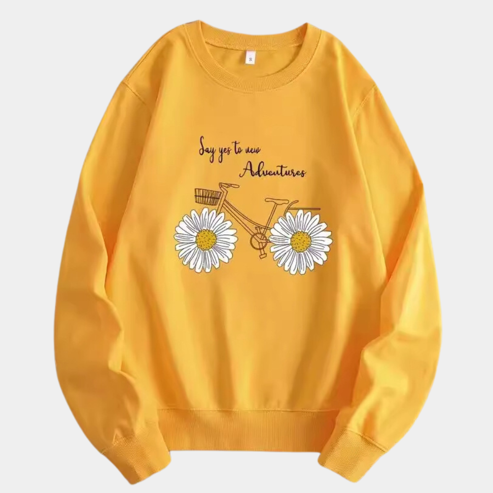 Yellow Women's Sweatshirt with Floral Print - Fleur-XS-Nora Luxe