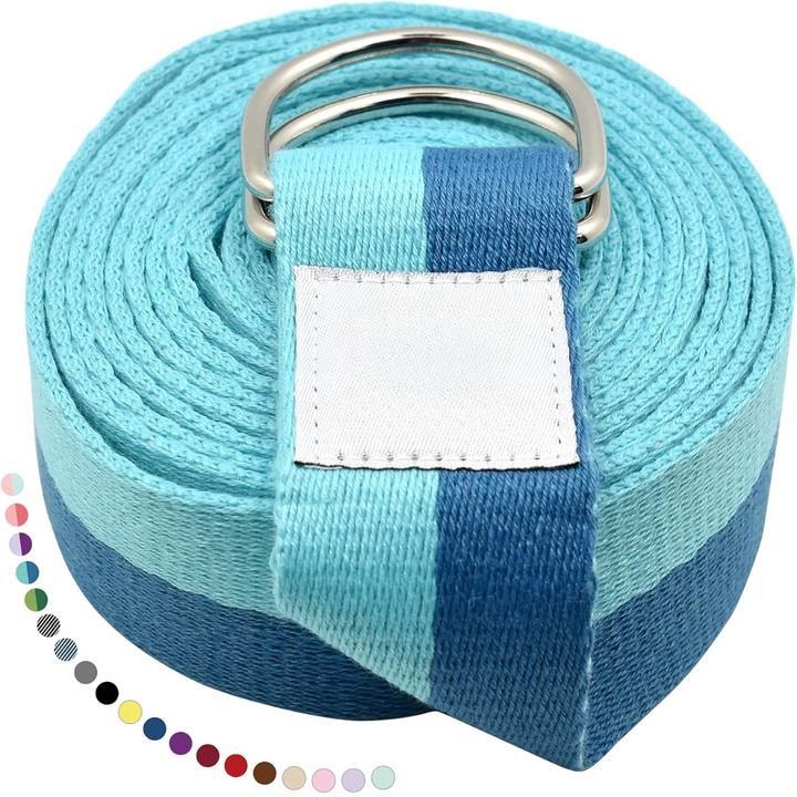 Yoga Band with Adjustable D-Ring Buckle-Blue-70.87 in-Nora Luxe