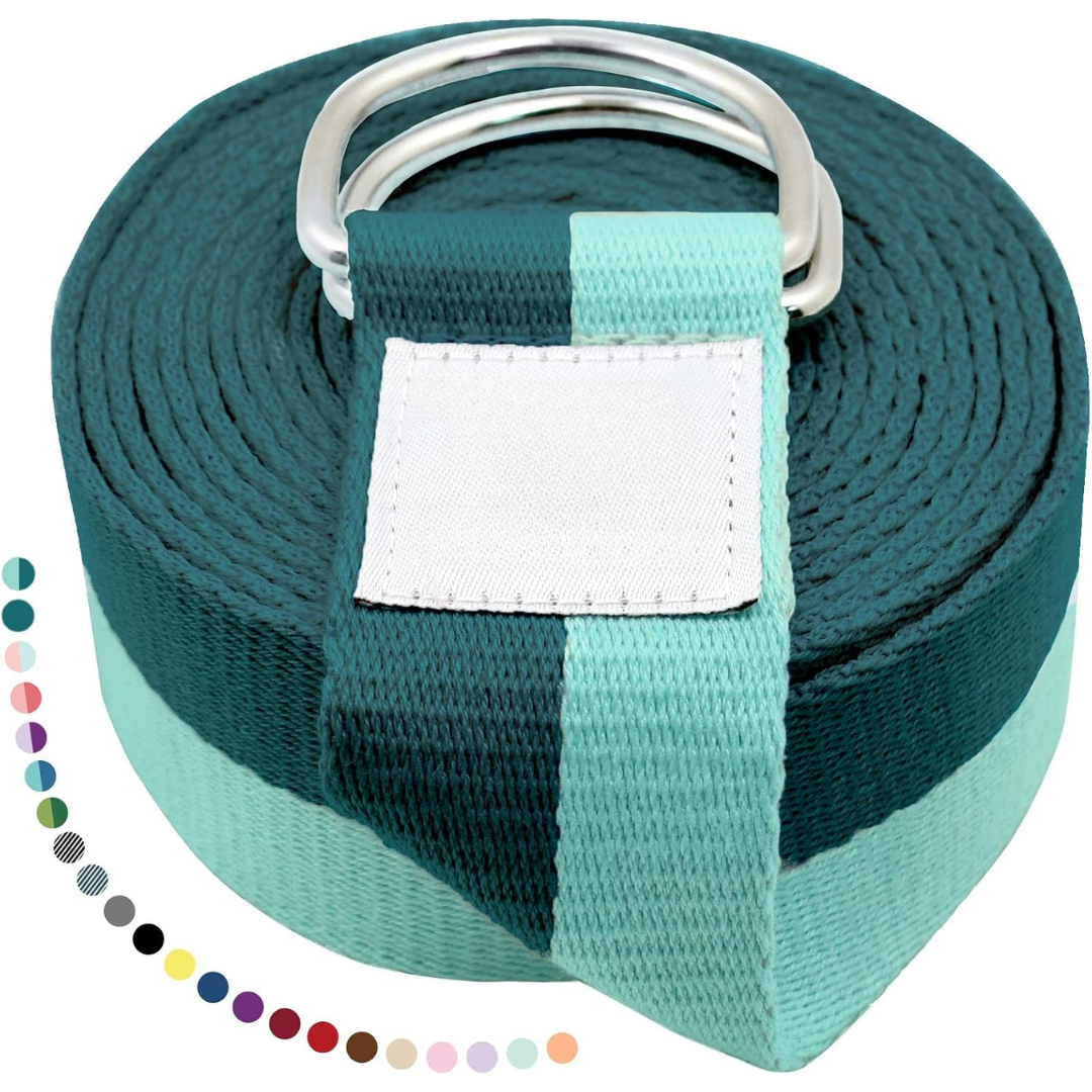 Yoga Band with Adjustable D-Ring Buckle-Blue-green-70.87 in-Nora Luxe