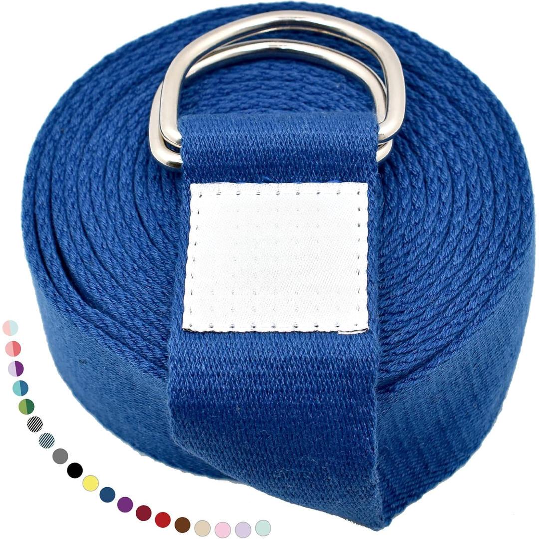 Yoga Band with Adjustable D-Ring Buckle-Classic Blue-70.87 in-Nora Luxe