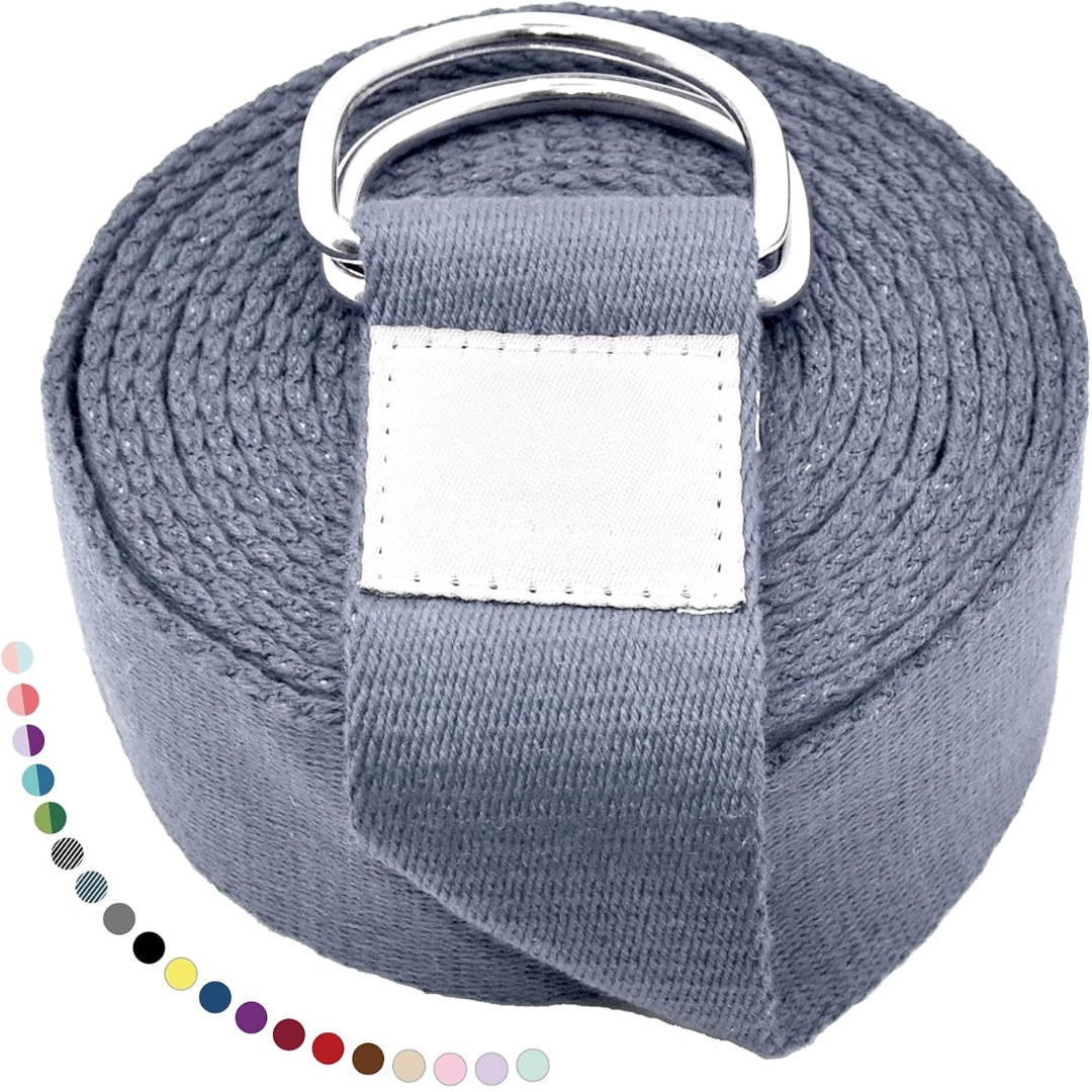 Yoga Band with Adjustable D-Ring Buckle-Gray-70.87 in-Nora Luxe