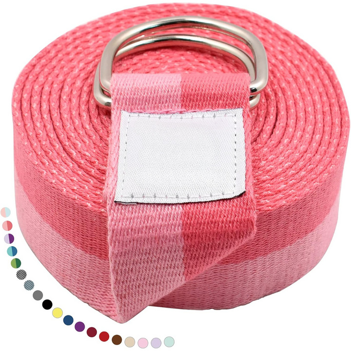 Yoga Band with Adjustable D-Ring Buckle-Pink-70.87 in-Nora Luxe
