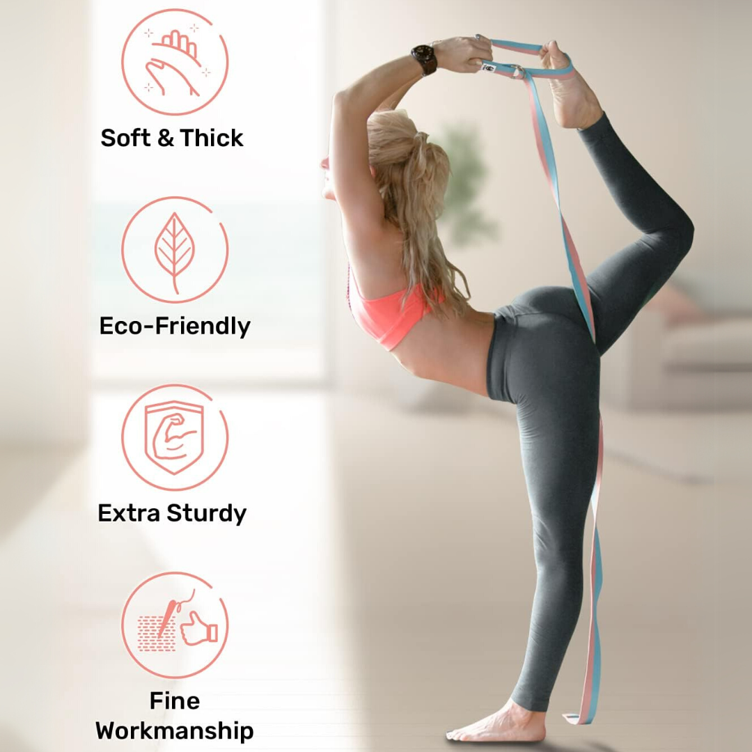 Yoga Band with Adjustable D-Ring Buckle-Pink-70.87 in-Nora Luxe