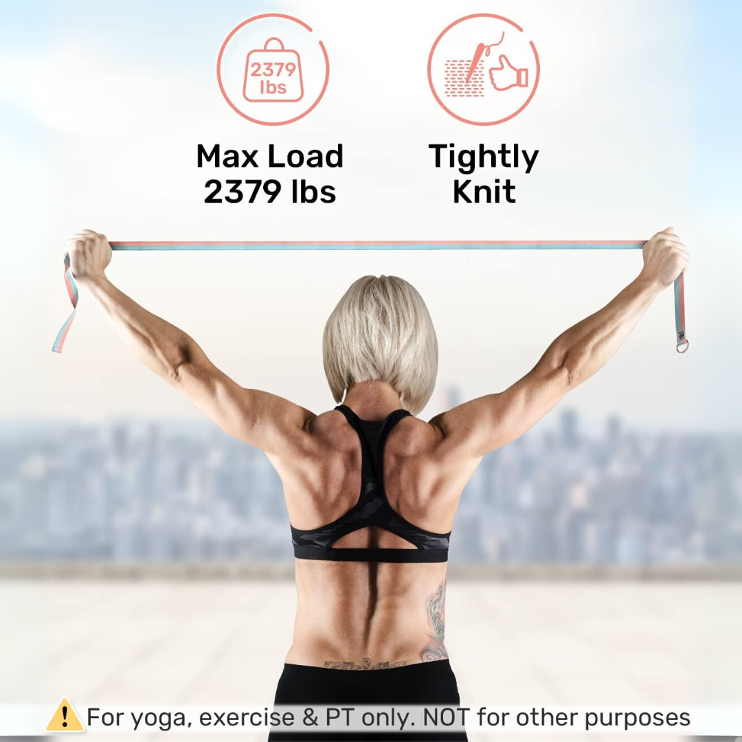 Yoga Band with Adjustable D-Ring Buckle-Pink-70.87 in-Nora Luxe