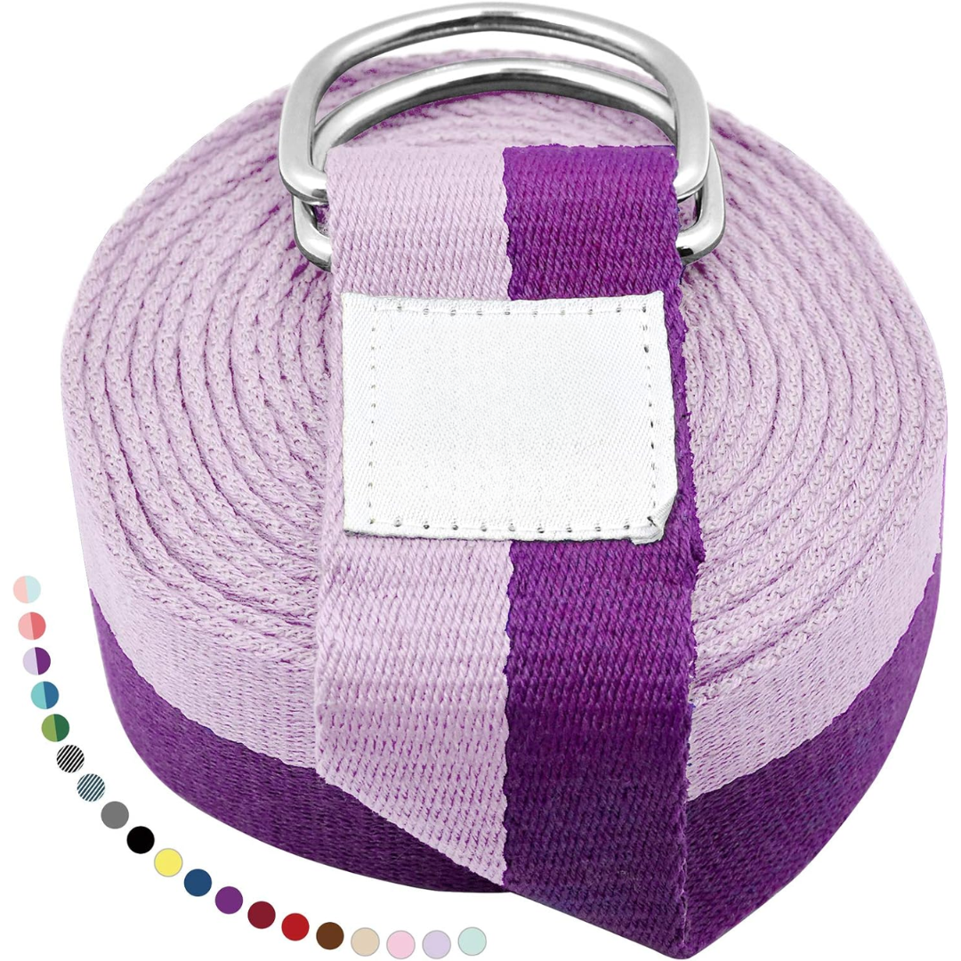 Yoga Band with Adjustable D-Ring Buckle-Purple-70.87 in-Nora Luxe