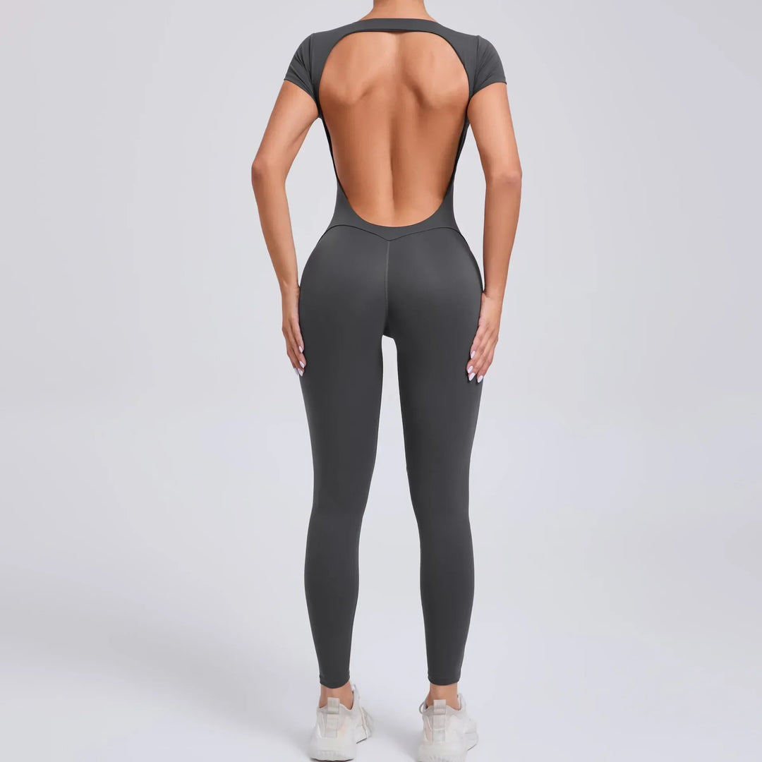 Yoga Jumpsuit with Breathable & Flexible Design - Luna-Grey-M-Nora Luxe