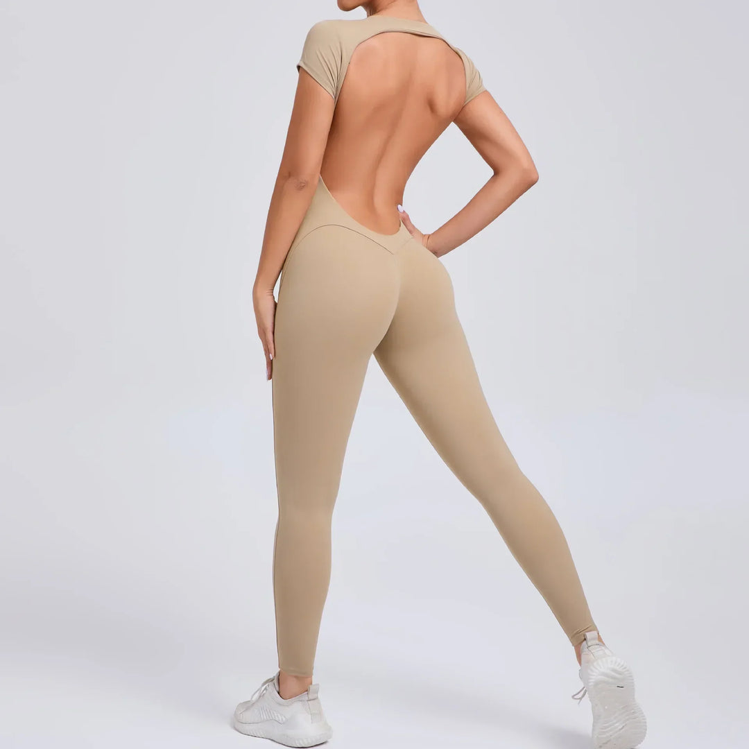 Yoga Jumpsuit with Breathable & Flexible Design - Luna-Red-S-Nora Luxe