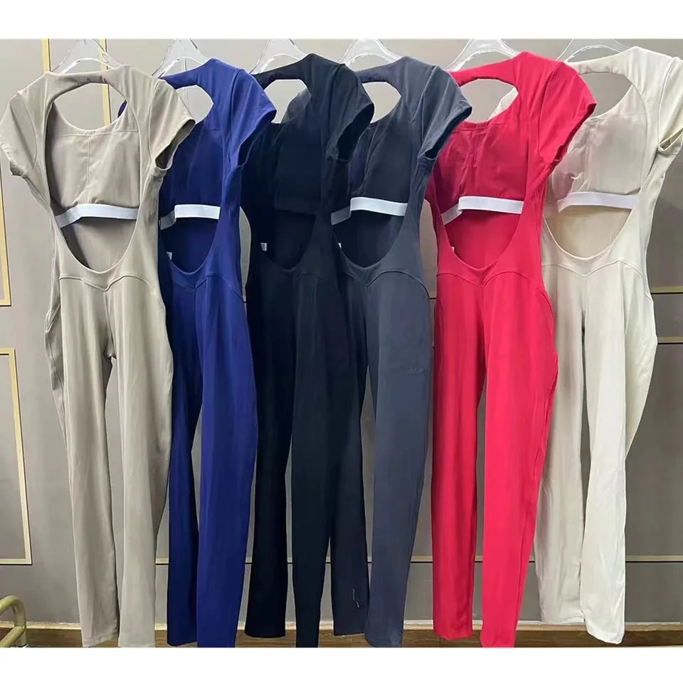 Yoga Jumpsuit with Breathable & Flexible Design - Luna-Red-S-Nora Luxe