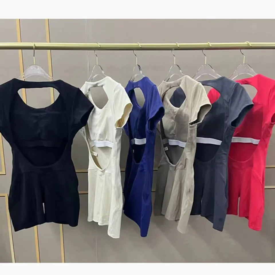 Yoga Jumpsuit with Breathable & Flexible Design - Luna-Red-S-Nora Luxe