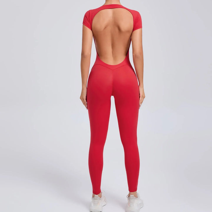 Yoga Jumpsuit with Breathable & Flexible Design - Luna-Red-S-Nora Luxe