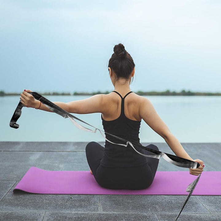 Yoga Stretch Band with 12 Loops-Black-Nora Luxe