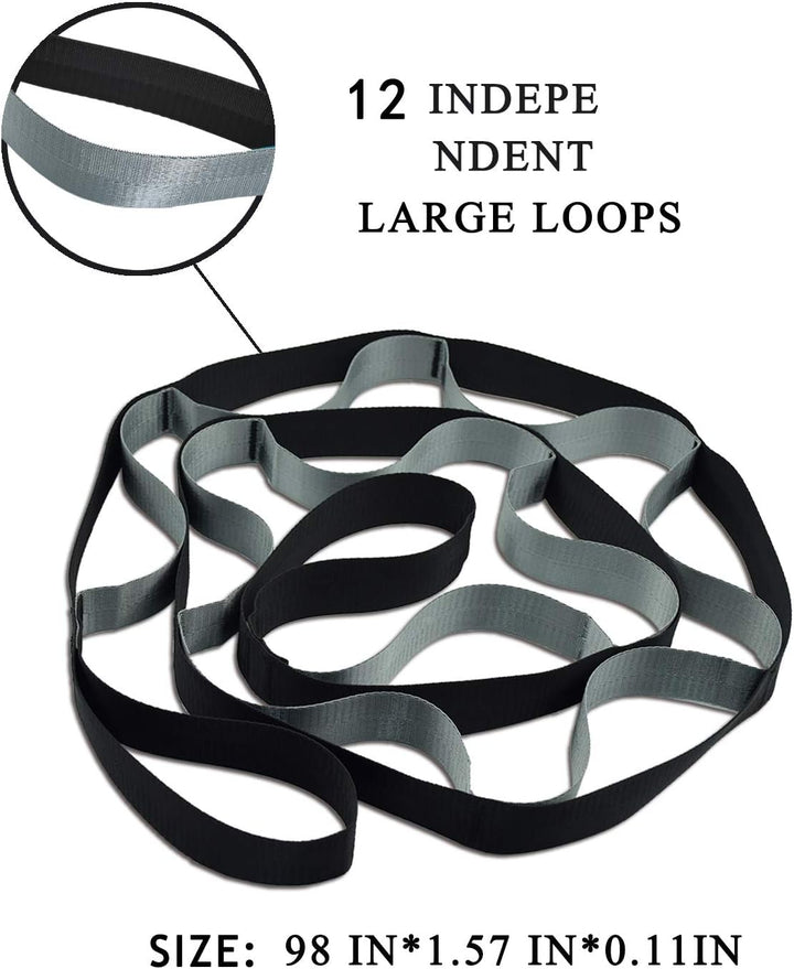 Yoga Stretch Band with 12 Loops-Black-Nora Luxe