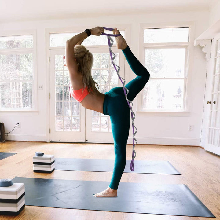 Yoga Stretch Band with 12 Loops-Black-Nora Luxe
