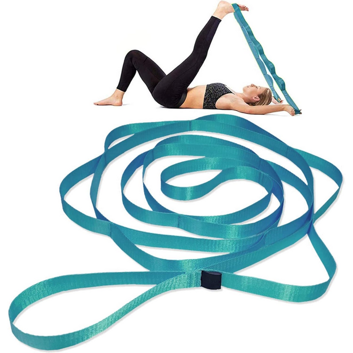 Yoga Stretch Band with 12 Loops-Blue 2.5cm-Nora Luxe