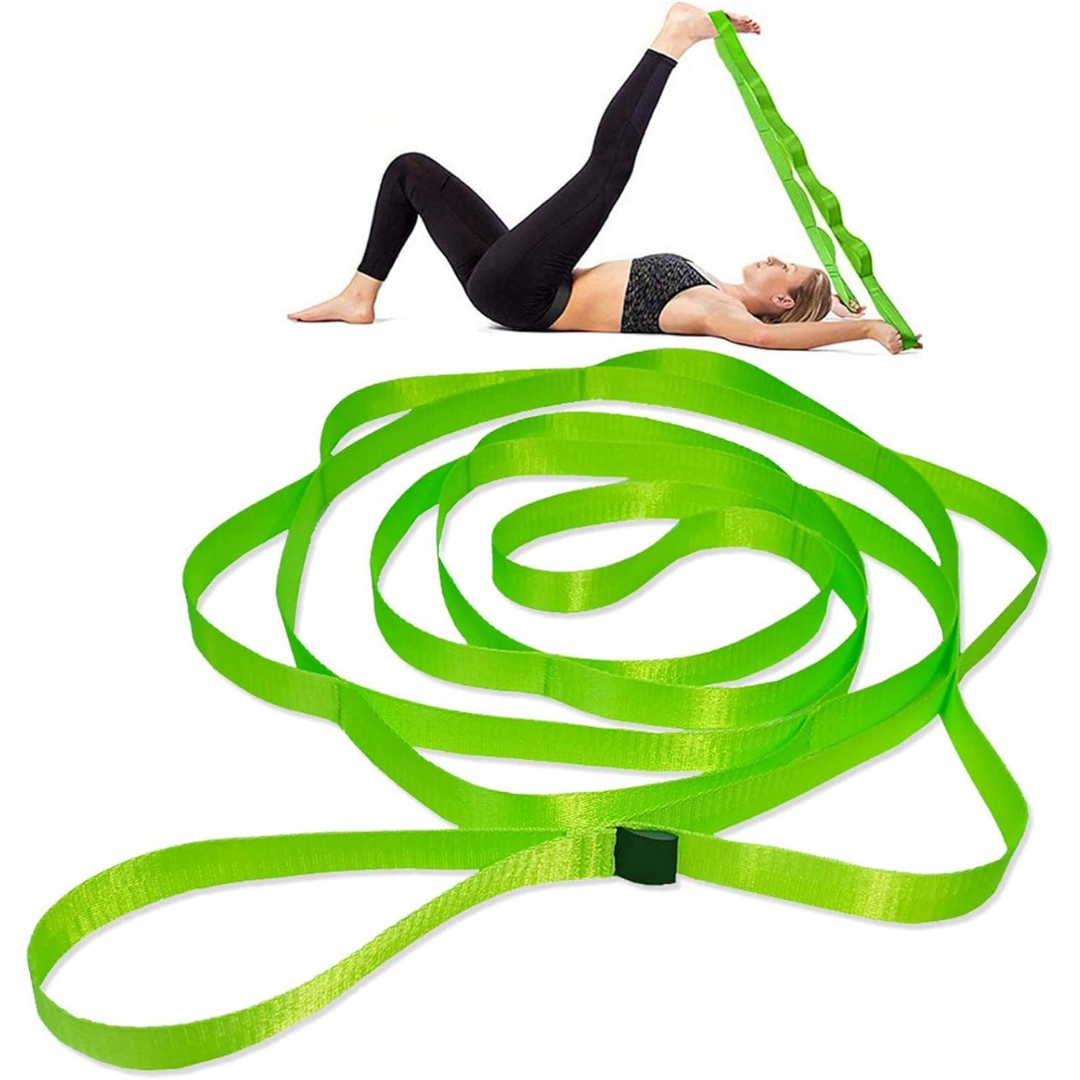 Yoga Stretch Band with 12 Loops-Green 2.5cm-Nora Luxe