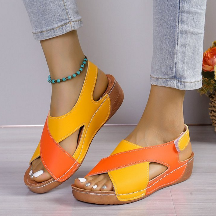 Yola - Comfortable Sandals-Orange-4.5-Nora Luxe