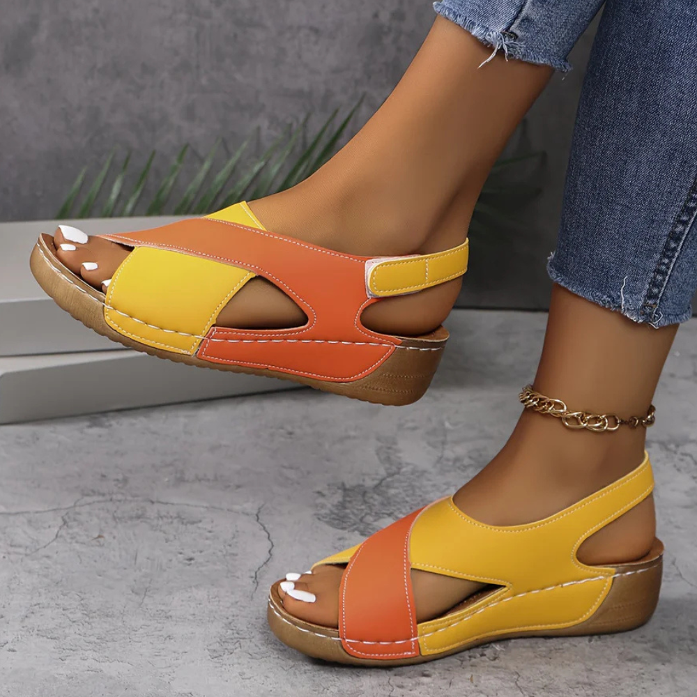 Yola - Comfortable Sandals-Orange-4.5-Nora Luxe