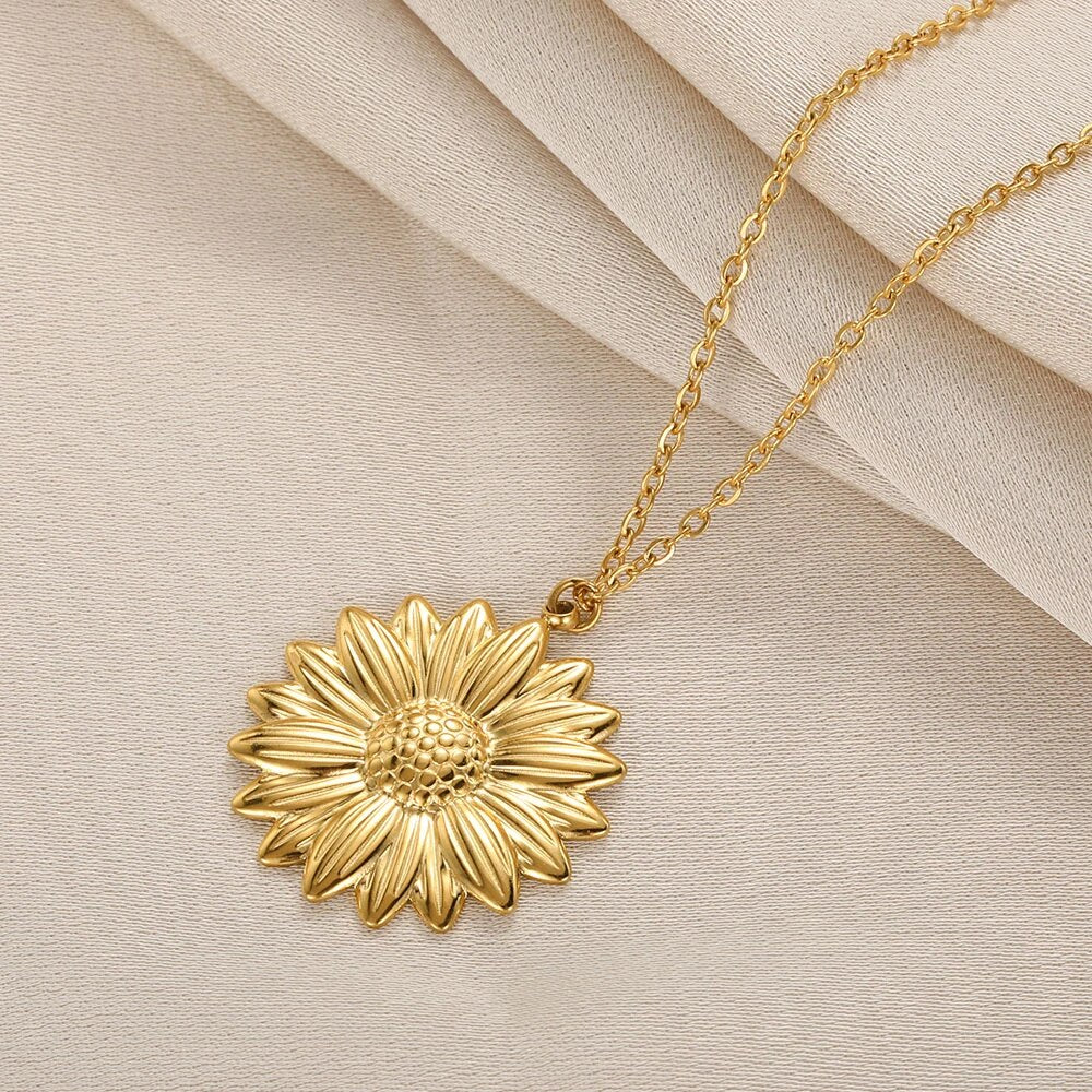 "You're My Sunshine" Sunflower Locket Necklace-2x Silver-Nora Luxe