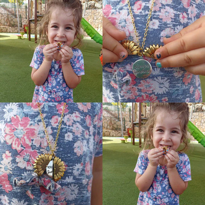 "You're My Sunshine" Sunflower Locket Necklace-2x Silver-Nora Luxe