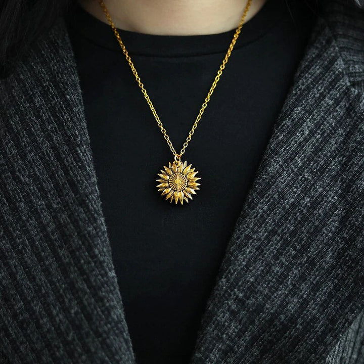 "You're My Sunshine" Sunflower Locket Necklace-2x Silver-Nora Luxe
