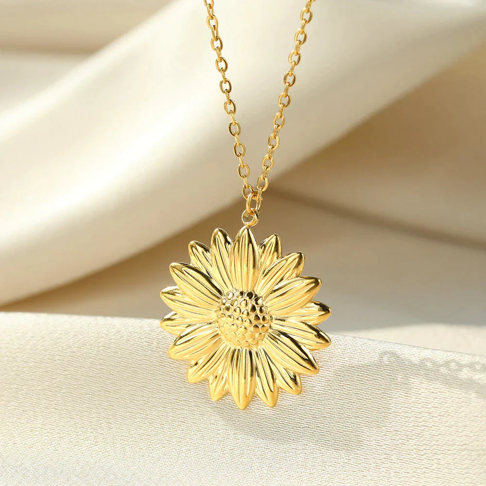 "You're My Sunshine" Sunflower Locket Necklace-2x Silver-Nora Luxe
