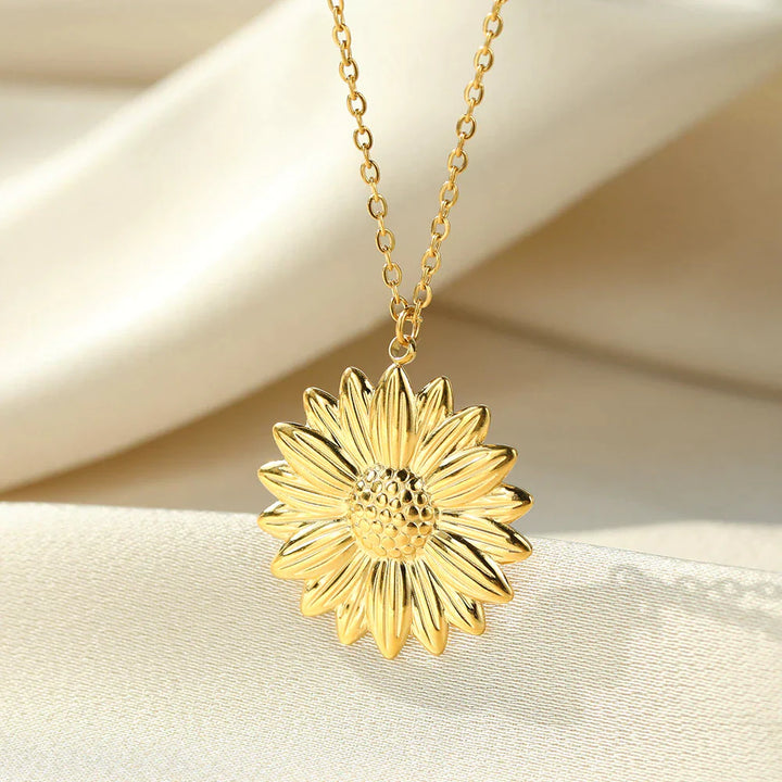 "You're My Sunshine" Sunflower Locket Necklace-2x Silver-Nora Luxe