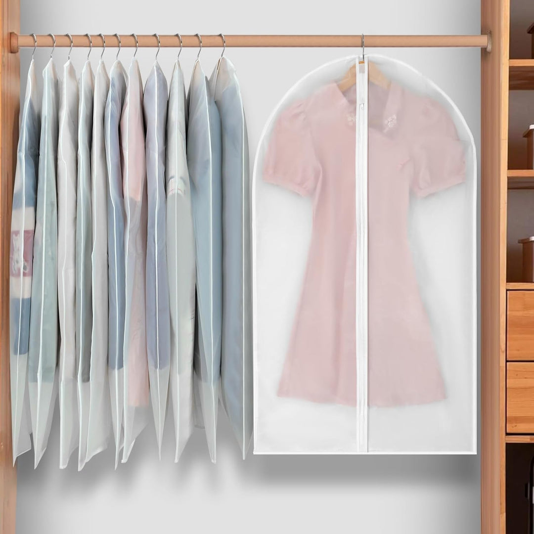 PEVA Garment Cover Set – 12-Pack Hanging Clothes Bags in 3 Sizes (Buy 1, Get 1 FREE)