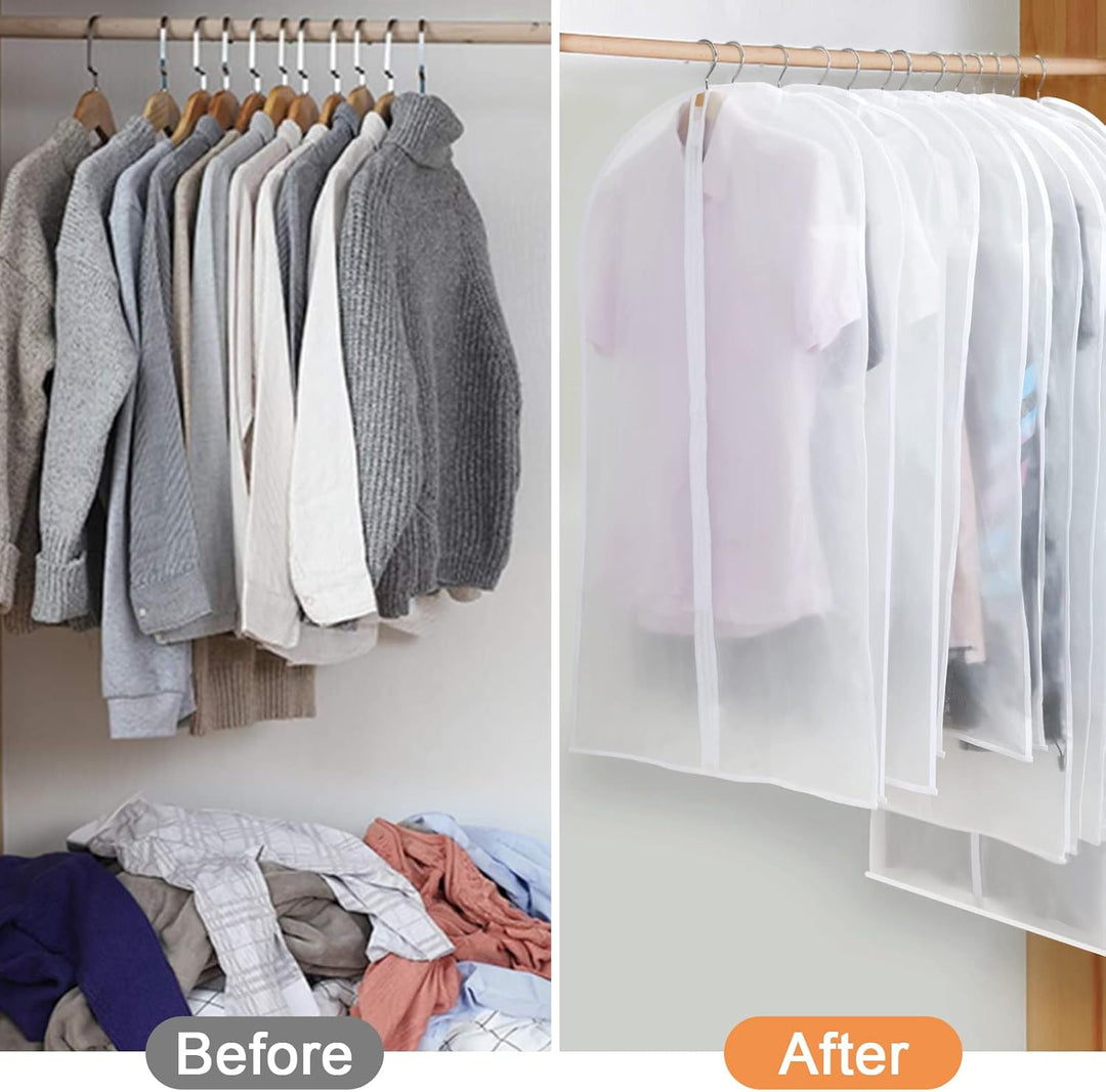 PEVA Garment Cover Set – 12-Pack Hanging Clothes Bags in 3 Sizes (Buy 1, Get 1 FREE)
