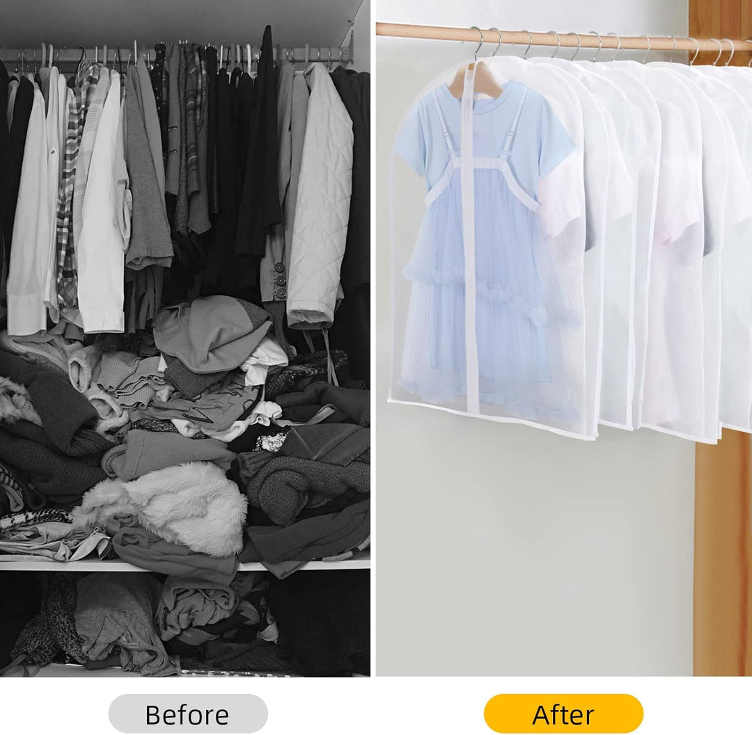 PEVA Garment Cover Set – 12-Pack Hanging Clothes Bags in 3 Sizes (Buy 1, Get 1 FREE)