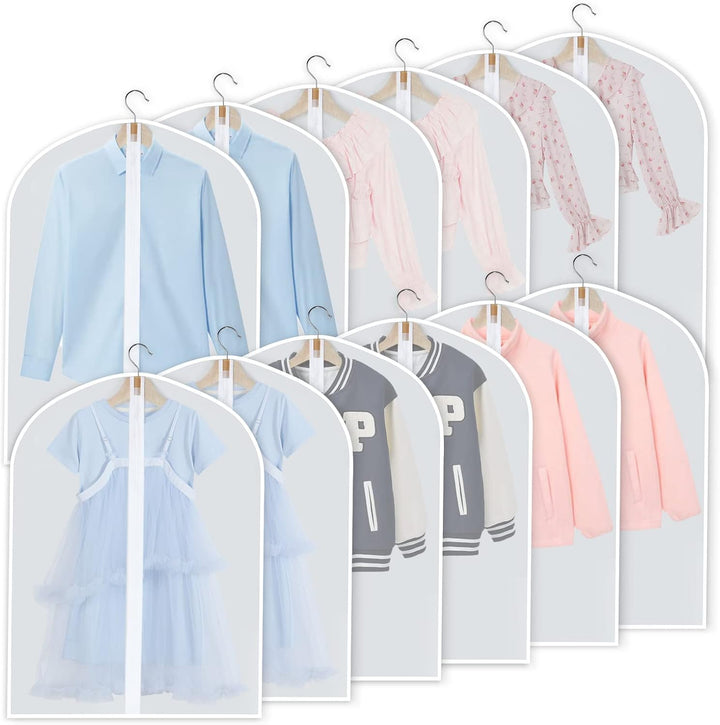PEVA Garment Cover Set – 12-Pack Hanging Clothes Bags in 3 Sizes (Buy 1, Get 1 FREE)