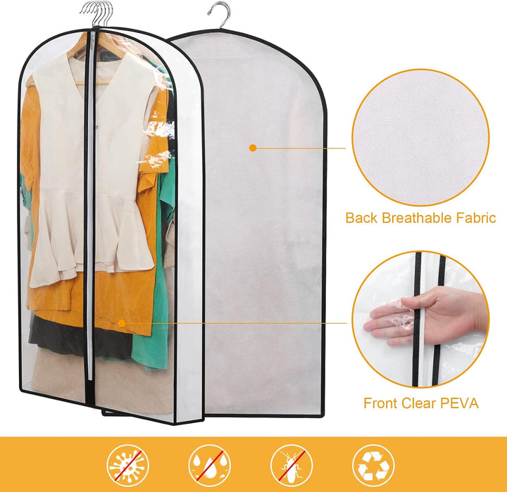 PEVA Garment Cover Set – 12-Pack Hanging Clothes Bags in 3 Sizes (Buy 1, Get 1 FREE)