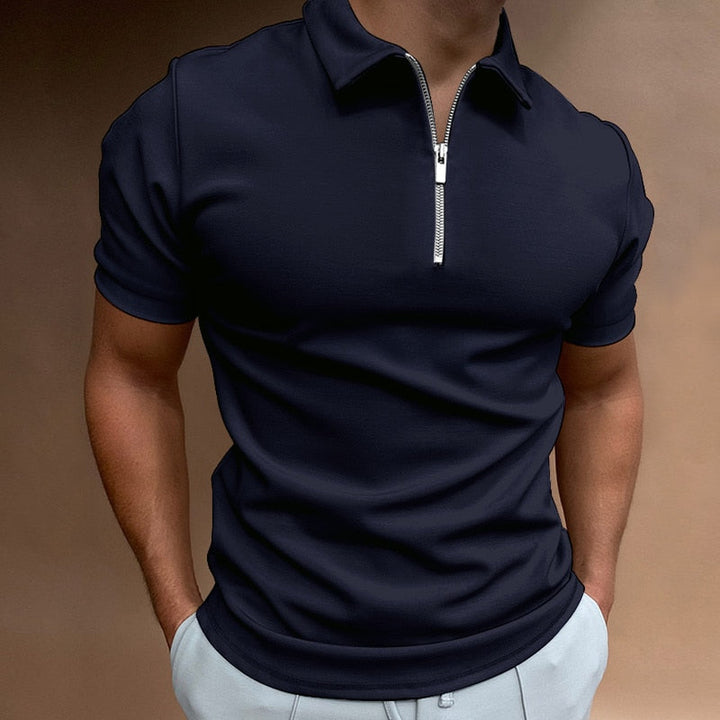 Zip-Up Polo Shirt - Oliver-Black-S-Nora Luxe