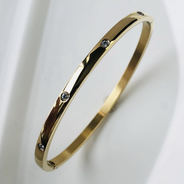 ZIRCON INLAY BRACELET-Golden Ten-58-60mm-Nora Luxe