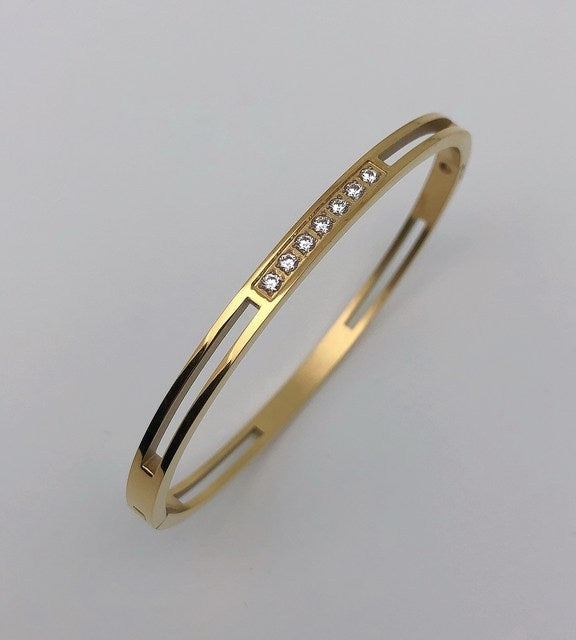 ZIRCON INLAY BRACELET-Hollow gold-58-60mm-Nora Luxe