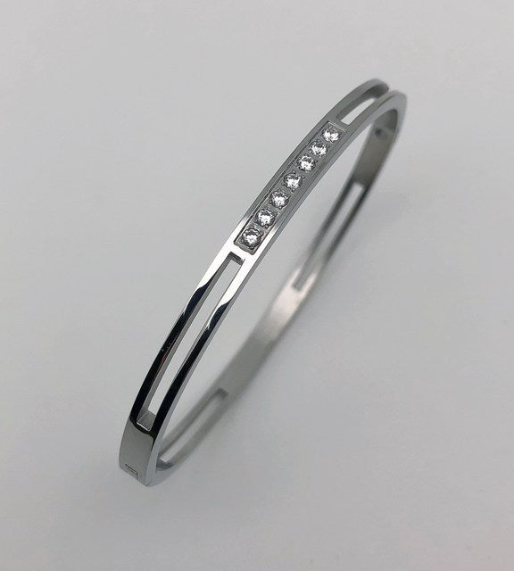 ZIRCON INLAY BRACELET-Hollow silver-58-60mm-Nora Luxe