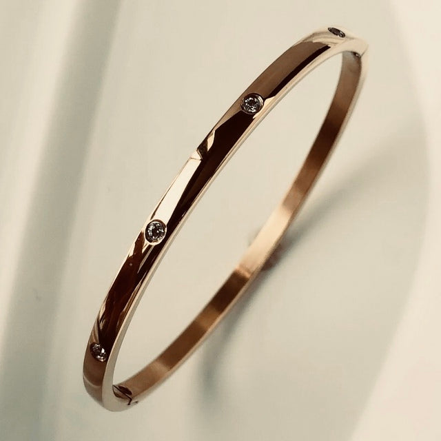 ZIRCON INLAY BRACELET-Rose ten-58-60mm-Nora Luxe