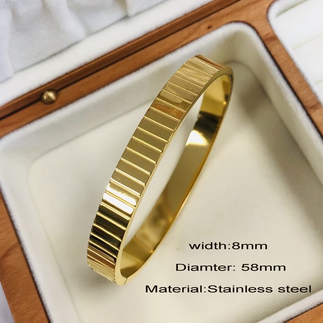 ZIRCON INLAY BRACELET-V-Gold-58-60mm-Nora Luxe