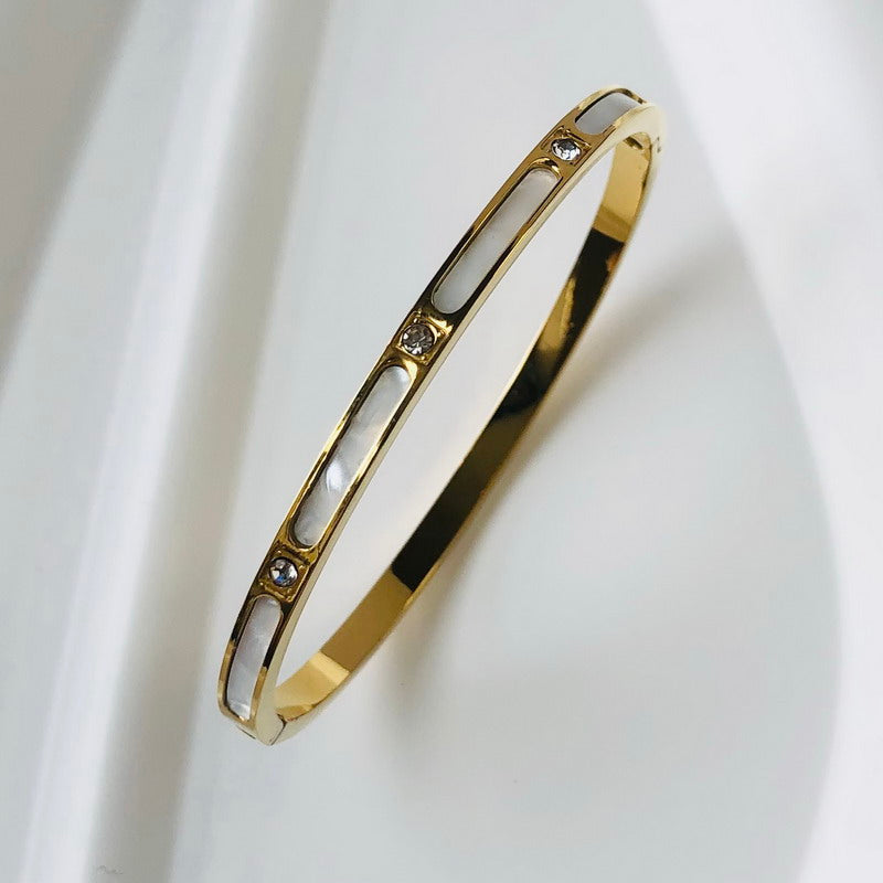 ZIRCON INLAY BRACELET-V-Gold-58-60mm-Nora Luxe