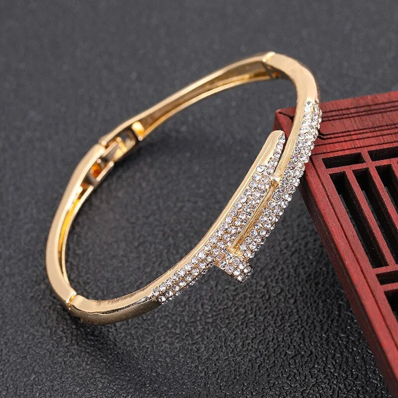 Zircon Nail Design Bracelet | Elegant and Sparkling-Gold-Nora Luxe