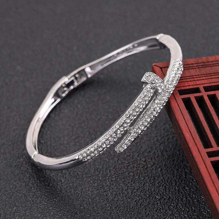 Zircon Nail Design Bracelet | Elegant and Sparkling-Silver-Nora Luxe