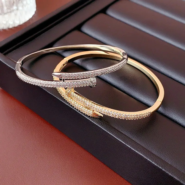 Zircon Nail Design Bracelet | Elegant and Sparkling-Silver-Nora Luxe