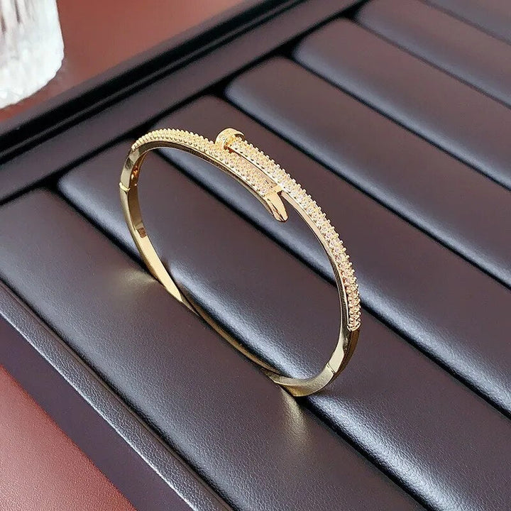Zircon Nail Design Bracelet | Elegant and Sparkling-Silver-Nora Luxe